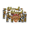 (2 Pack) Blessed MMI Highland Cow Magnets - Sunflower Bandana Cow Print Design - Western Farmhouse Kitchen Decor - 5 Inches On Longest Side - Thick Durable Magnet - Made in USA - MAG24321