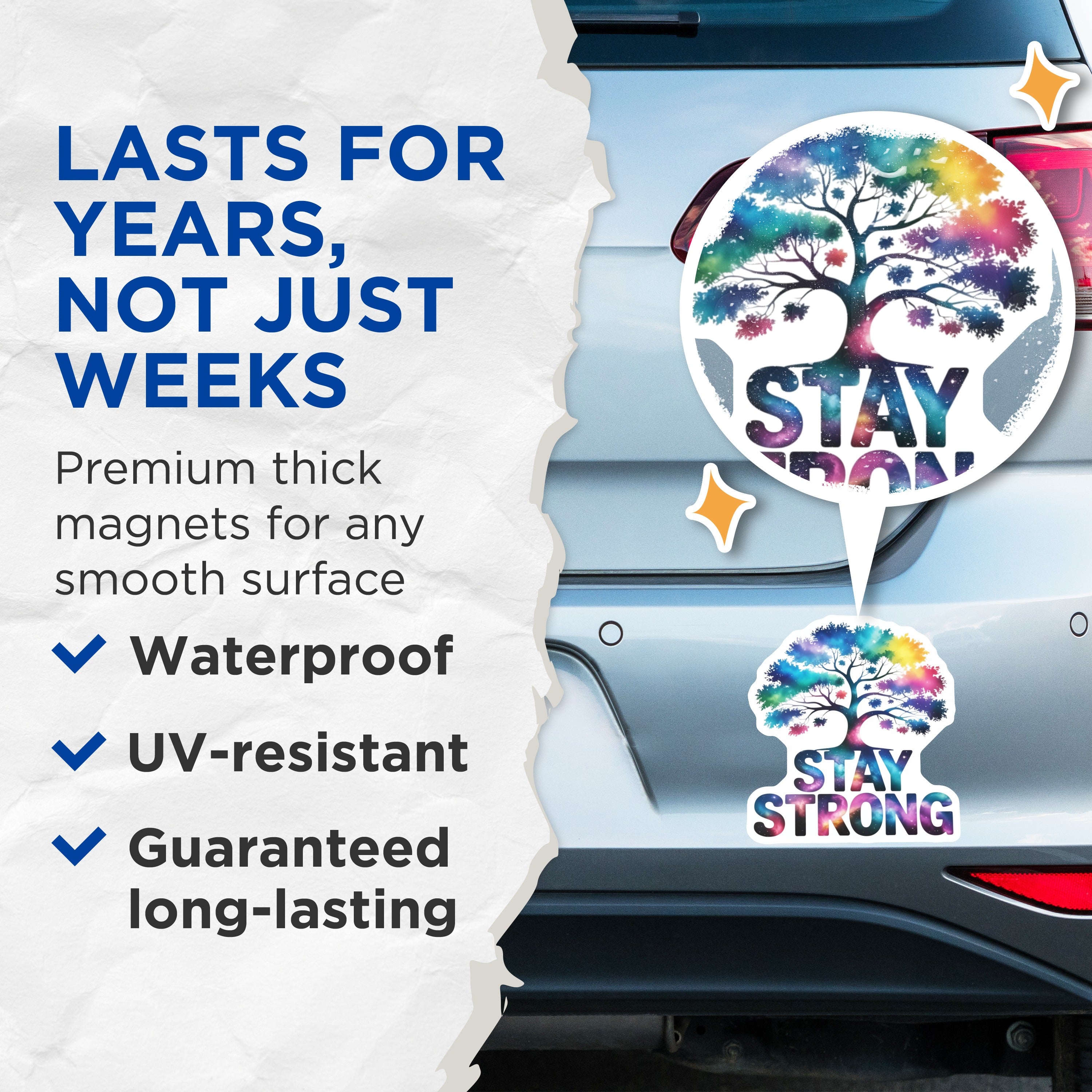 (2 Pack) Stay Strong Magnets - Galaxy Tree of Life Art - Positive Affirmation Decor - 5 Inches On Longest Side - Thick Durable Magnet - Made in USA - MAG39810