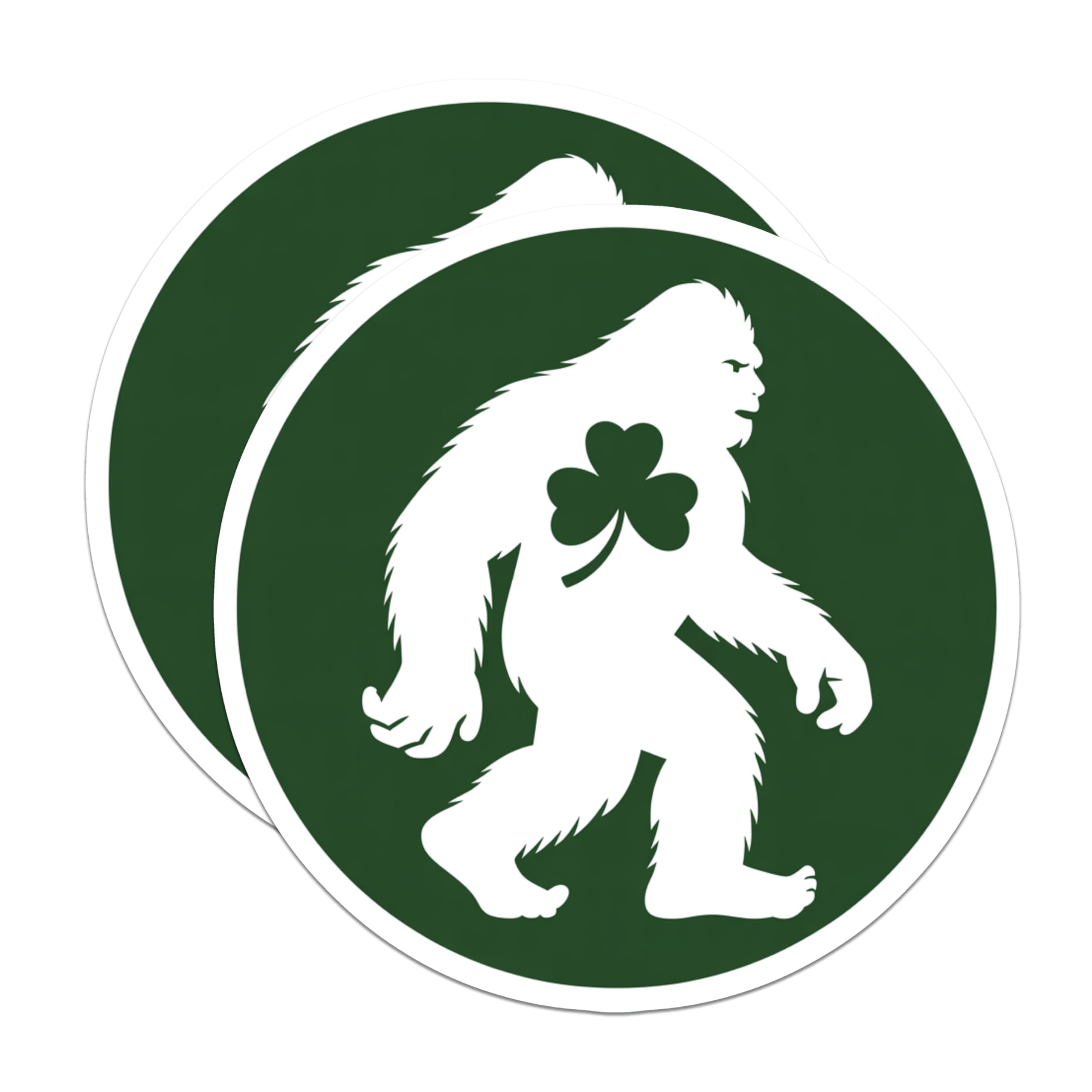 (2 Pack) Bigfoot Magnets - Shamrock Sasquatch Decor - St Patricks Day Irish Luck - Cryptid Folklore Art - 5 Inches On Longest Side - Thick Durable Magnet - Made in USA - MAG21175