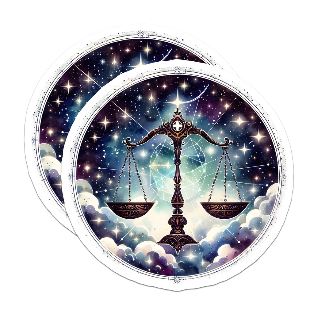 (2 Pack) Libra Zodiac Magnets - Astrological Balance Scale - Cosmic Horoscope Decor - 5 Inches On Longest Side - Thick Durable Magnet - Made in USA - MAG36506