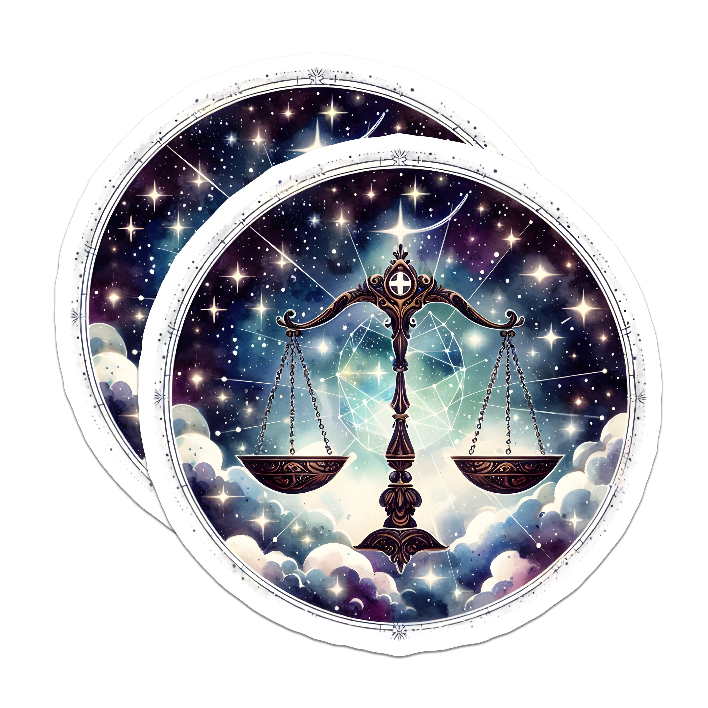 (2 Pack) Libra Zodiac Magnets - Astrological Balance Scale - Cosmic Horoscope Decor - 5 Inches On Longest Side - Thick Durable Magnet - Made in USA - MAG36506