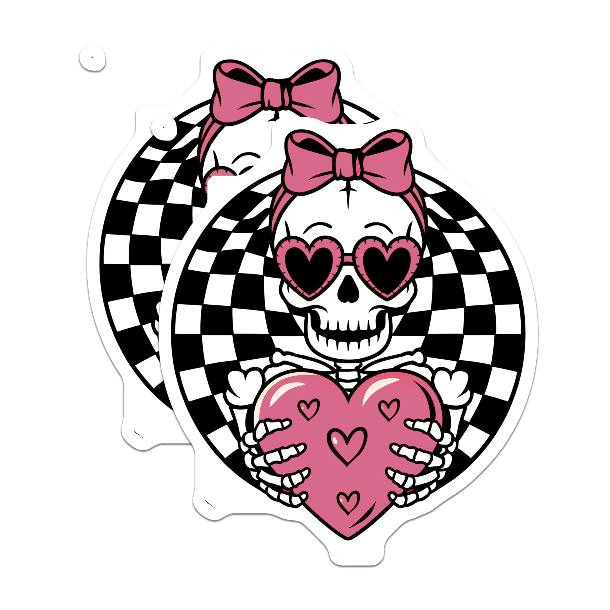 (2 Pack) Skeleton Heart Magnets - Skull Heart Magnets - Love Skulls Magnets - 5" On Longest Side - for Cars, Refrigerators, Toolboxes, Lockers - Made in USA BMCS3463