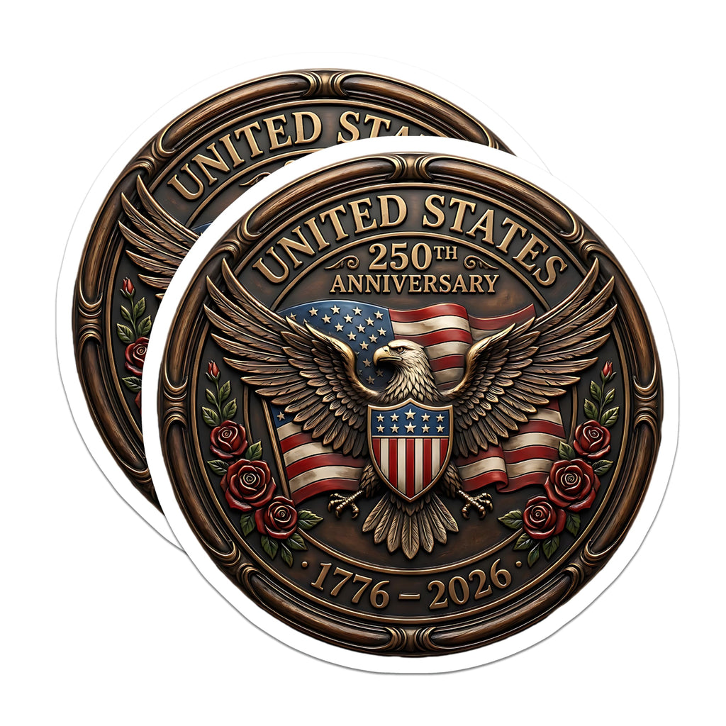 (2 Pack) United States 250th Anniversary (1776-2026) Magnets - American Eagle Flag Commemorative - Patriotic Decor - 5 Inches On Longest Side - Thick Durable Magnet - Made in USA - MAG255