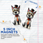 (2 Pack) Dapper Dog Magnets - Whimsical Terrier Art with Glasses - Cute Gentleman Pup Fridge Decor Accessories - 5 Inches On Longest Side - Thick Durable Magnet - Made in USA - MAG26013