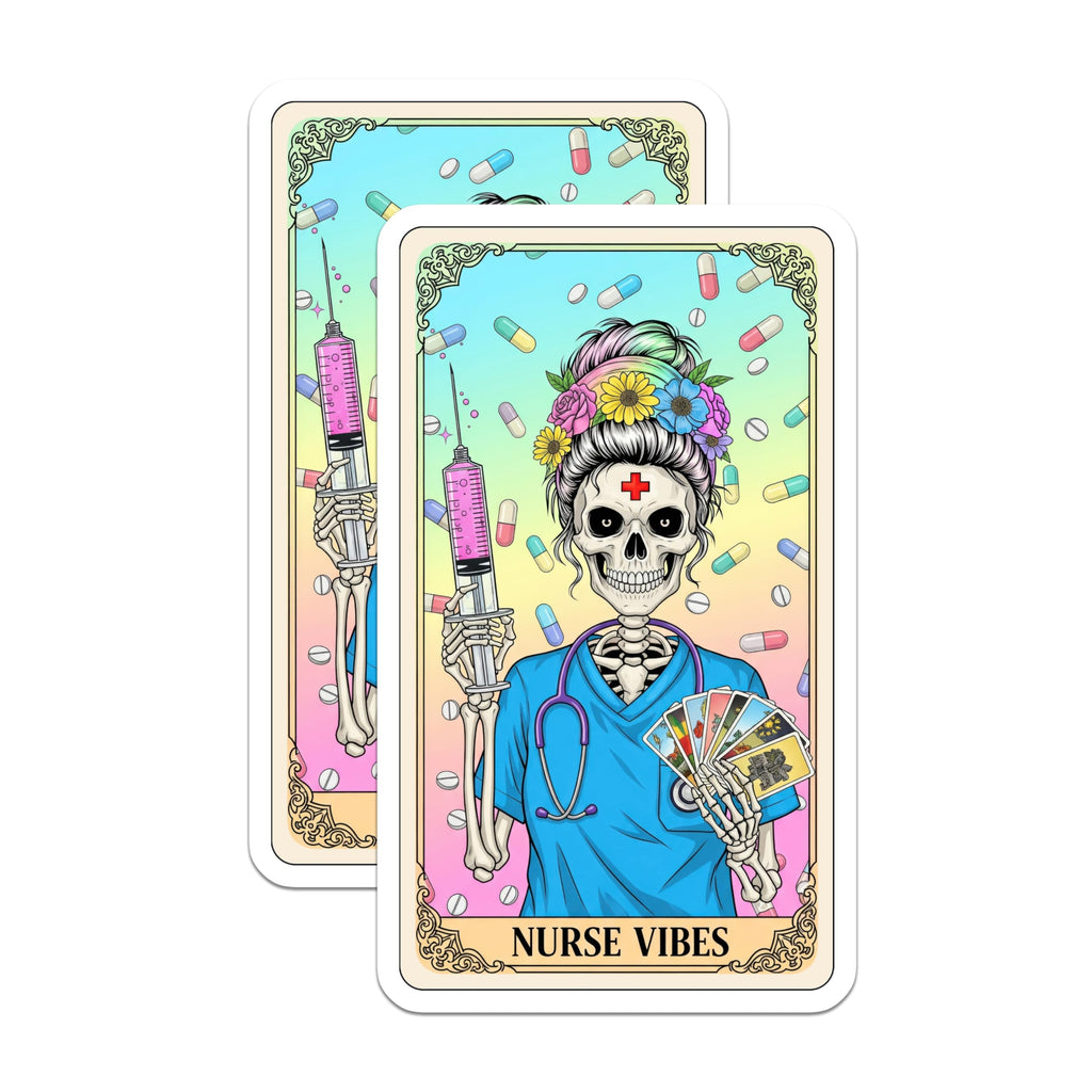 (2 Pack) Nurse Vibes Magnets - Skeleton Nurse Art - Halloween Nurse Gift Idea - 5" On Longest Side - Premium Magnet - for Cars, Refrigerators, Toolboxes, Lockers - Made in USA - MAG14863