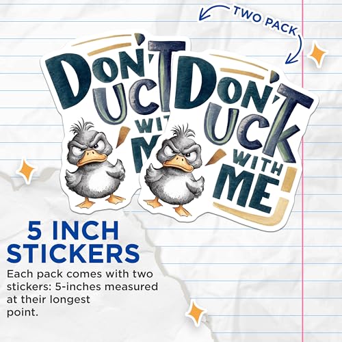 (2 Pack) Funny Duck Stickers - Motivational Quotes - Animal Humour - 5" On Longest Side - Sticks to Smooth Flat Surfaces - Made in USA - BMCS8479