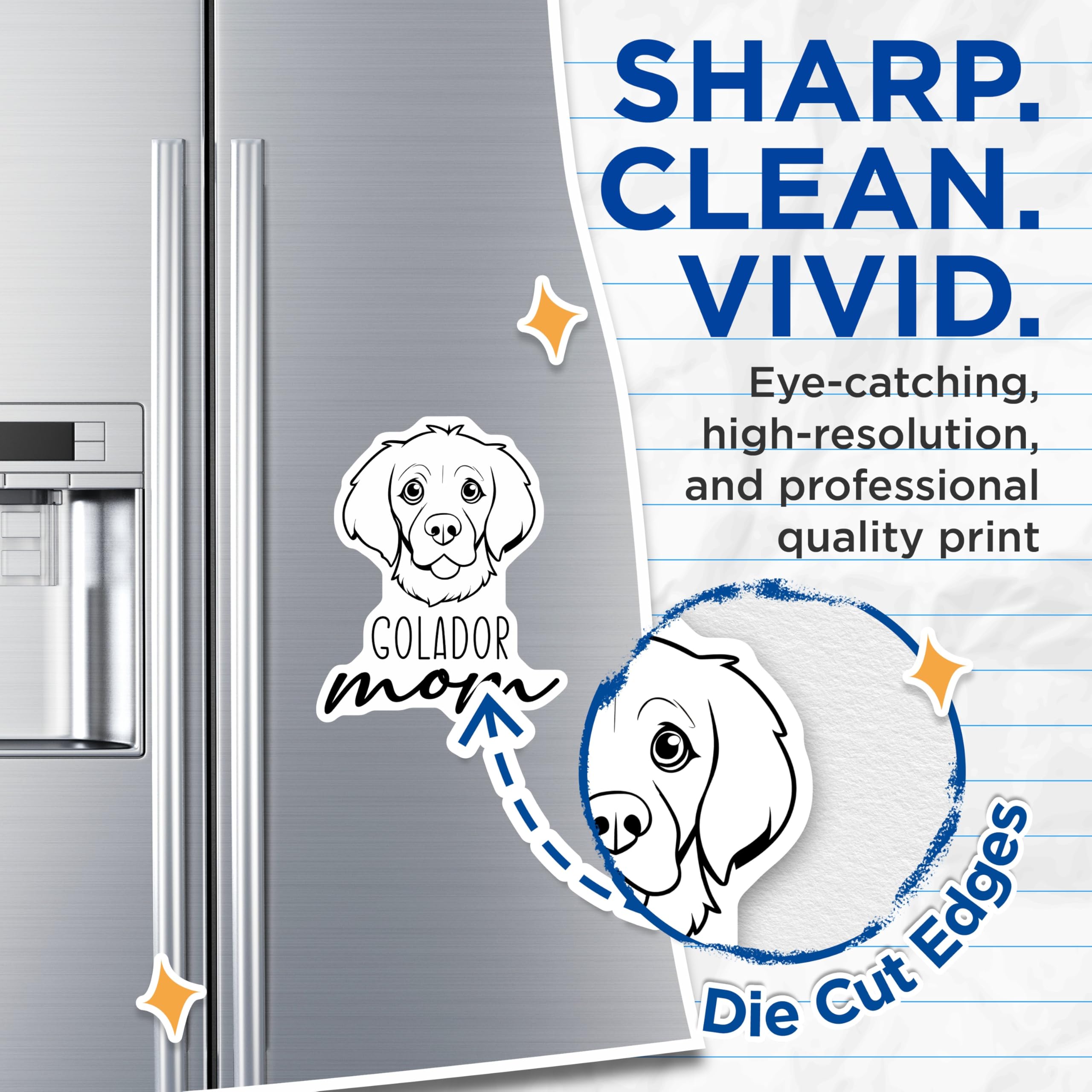 (2 Pack) Golador Mom Magnets - Golden Retriever Lab Mix Mom - Dog Owner Car Decor - Pet Parent Fridge Accents - 5 Inches On Longest Side - Thick Durable Magnet - Made in USA - MAG27020