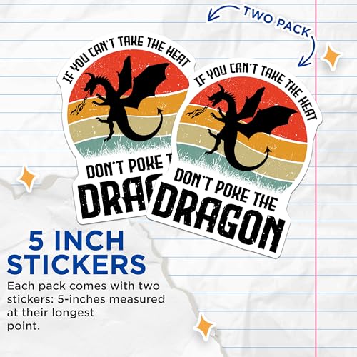 (2 Pack) Inspirational Funny Stickers - Dragon Stickers - Fantasy Motivation Decals - Dragon Lover Gift - 5" On Longest Side - Sticks to Smooth Flat Surfaces - Made in USA - BMCS6162