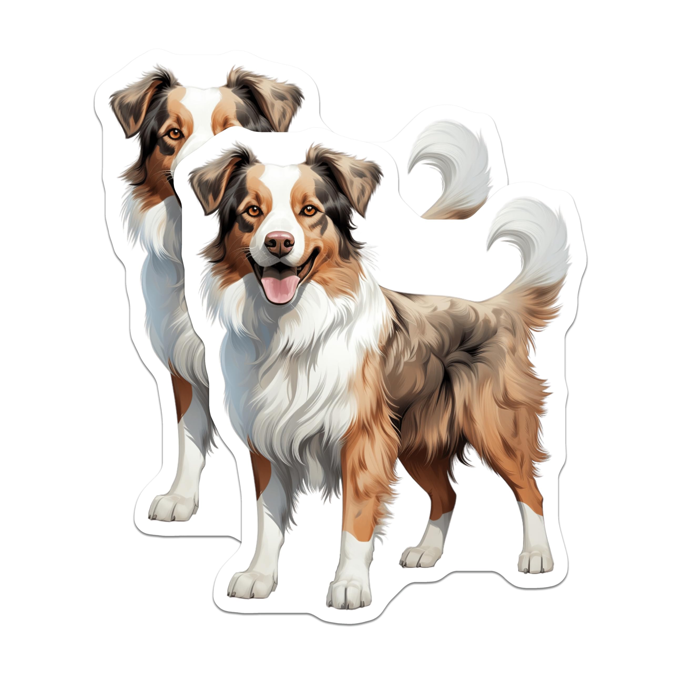 (2 Pack) Australian Shepherd Magnets - Aussie Dog Art - Pet Lover Refrigerator Decor - 5 Inches On Longest Side - Thick Durable Magnet - Made in USA - MAG27302