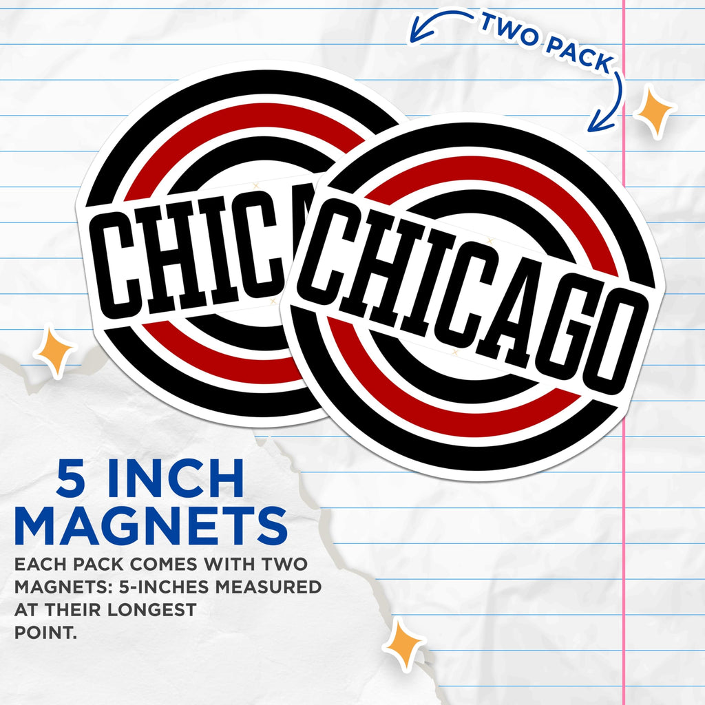 (2 Pack) Chicago Magnets - City Souvenir - Fridge Decor for City Lovers - 5" On Longest Side - Premium Magnet - for Cars, Refrigerators, Toolboxes, Lockers - Made in USA - MAG18029