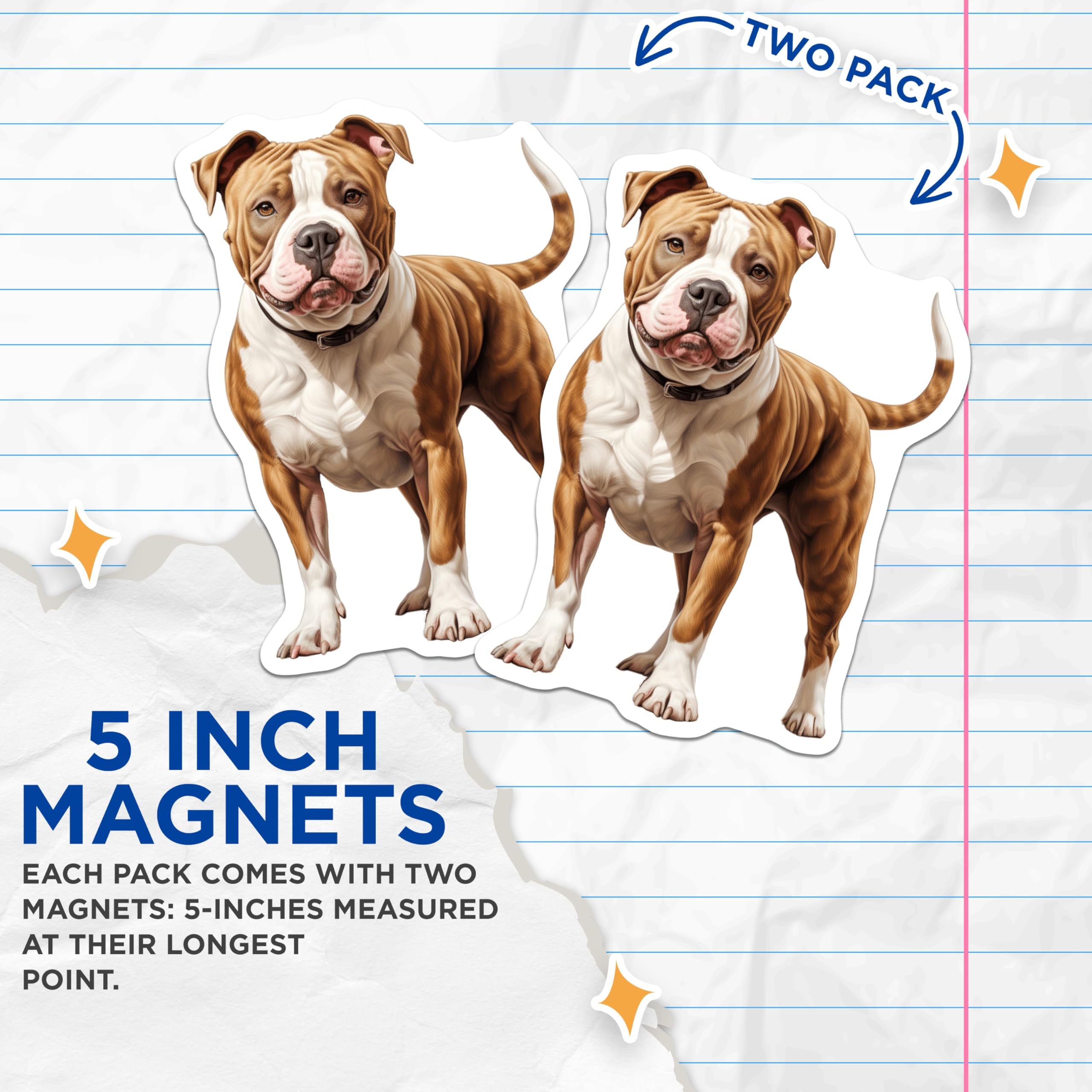 (2 Pack) Pitbull Dog Magnets - American Bully Refrigerator Decor - Pet Owner Home Accessories - Dog Mom Dad Appreciation - 5 Inches On Longest Side - Thick Durable Magnet - Made in USA - MAG27615