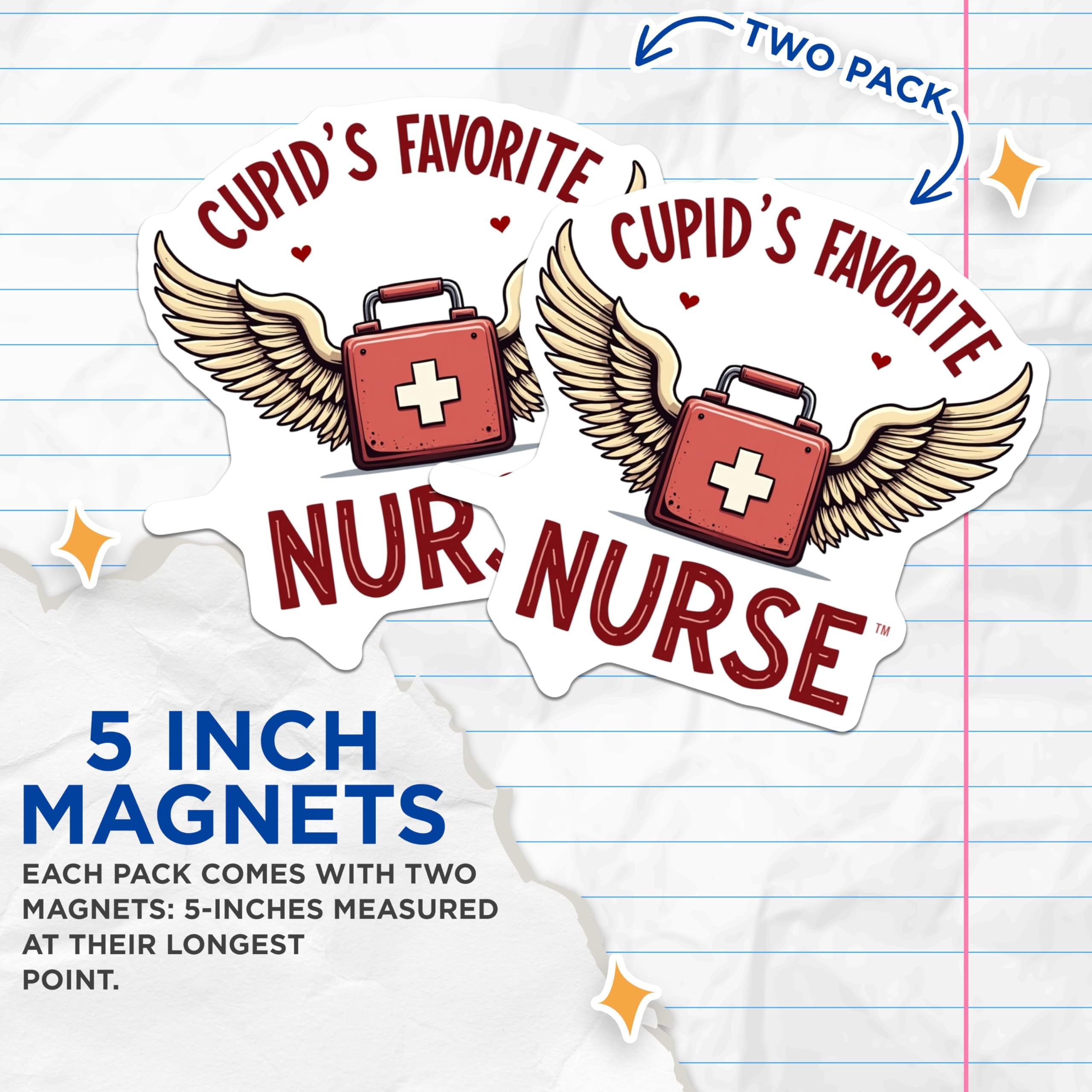 (2 Pack) Cupid's Favorite Nurse Magnets - Nurse Appreciation Magnets - Cute Nurse Magnets for Healthcare - 5" On Longest Side - for Cars, Refrigerators, Toolboxes, Lockers - Made in USA BMCS3077