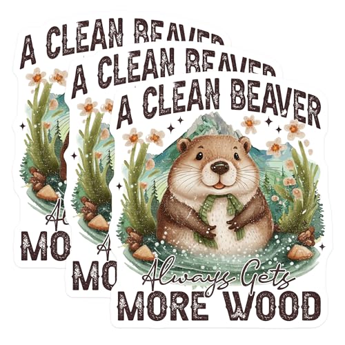 (3 Pack) Clean Beaver Decals - Funny Sarcastic Stickers - Adult Humor Saying - 3 Inches On Longest Side - Easy Peel & Apply - Made in USA - 3MCS8323