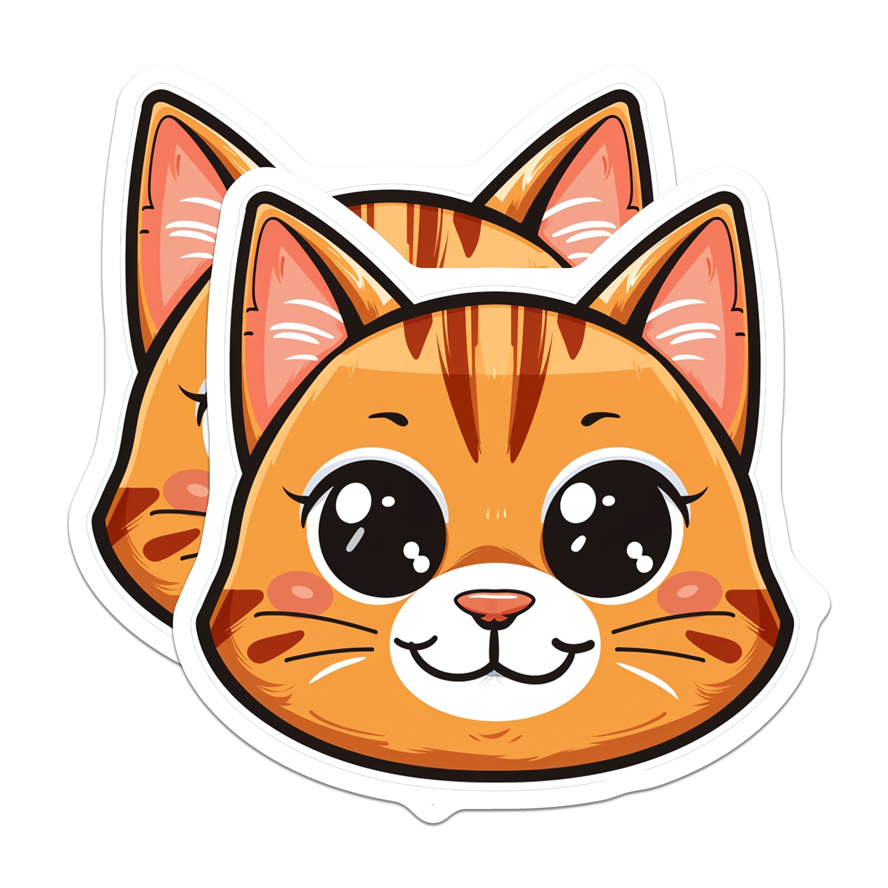 (2 Pack) Cute Cat Head Magnets - Kawaii Kitten Decor - Pet Lover Refrigerator Accessory - 5 Inches On Longest Side - Thick Durable Magnet - Made in USA - MAG36092