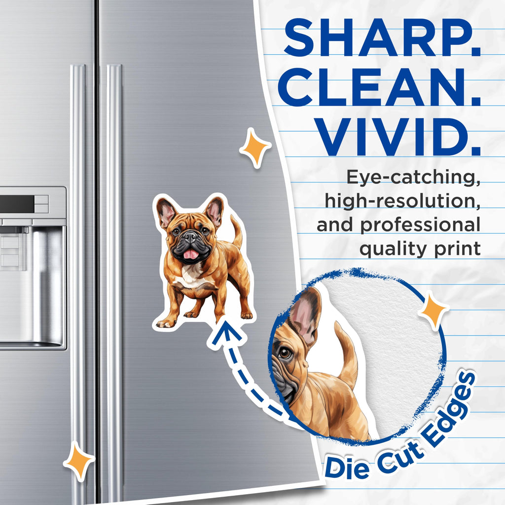 (2 Pack) French Bulldog Magnets - Fawn Frenchie Dog Lover - Pet Owner Refrigerator Decor - 5 Inches On Longest Side - Thick Durable Magnet - Made in USA - MAG27385