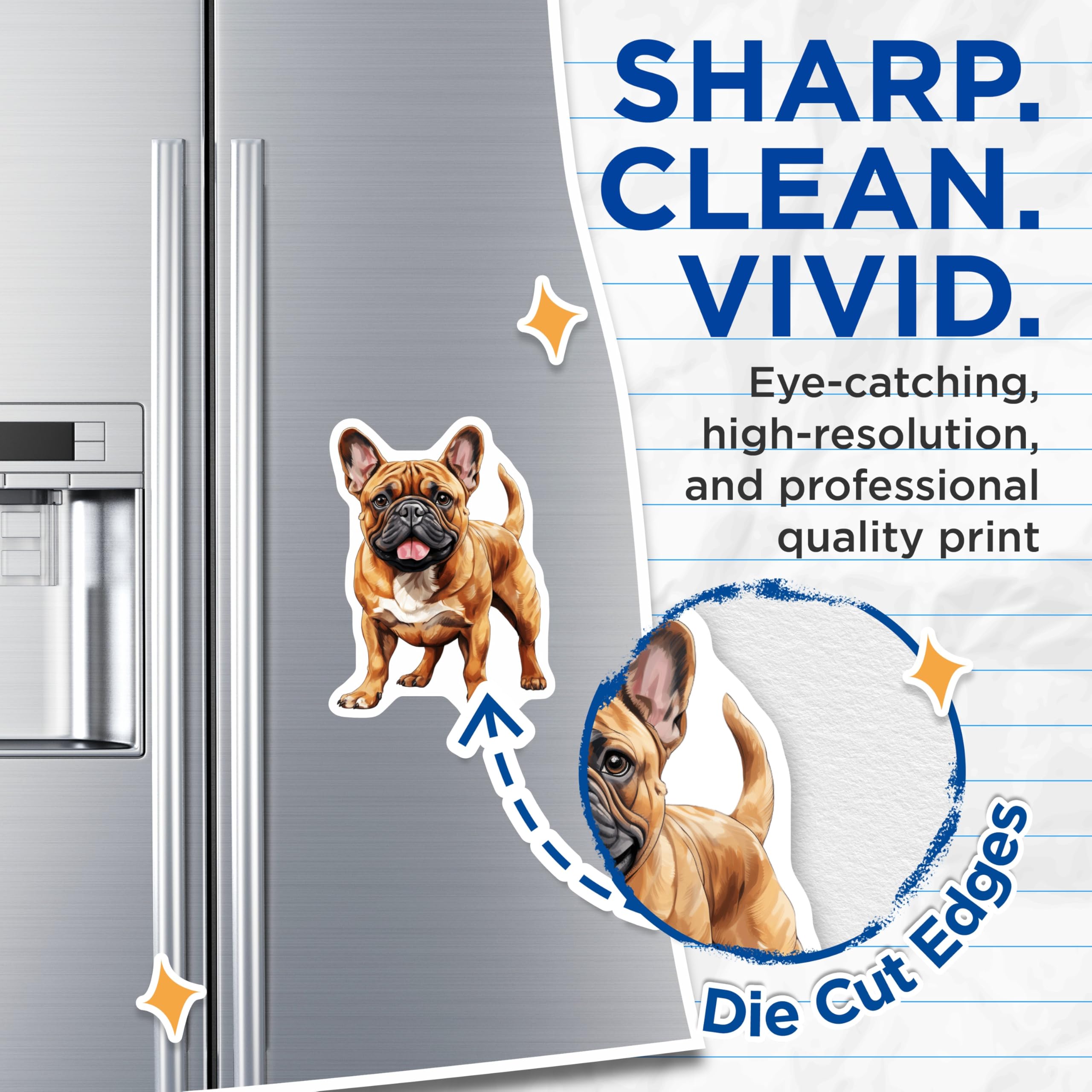 (2 Pack) French Bulldog Magnets - Fawn Frenchie Dog Lover - Pet Owner Refrigerator Decor - 5 Inches On Longest Side - Thick Durable Magnet - Made in USA - MAG27385