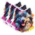 (3 Pack) Colorful Dog Decals - Artistic Dog Portrait - Laptop Decal - 3 Inches On Longest Side - Easy Peel & Apply - Made in USA - 3MCS0764
