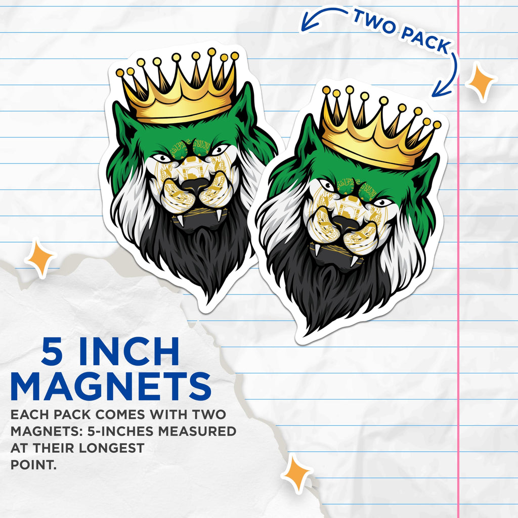 (2 Pack) Afghanistan Lion Magnets - Afghan Flag Art - Crowned Lion Souvenir - 5" On Longest Side - Premium Magnet - for Cars, Refrigerators, Toolboxes, Lockers - Made in USA - MAG18834