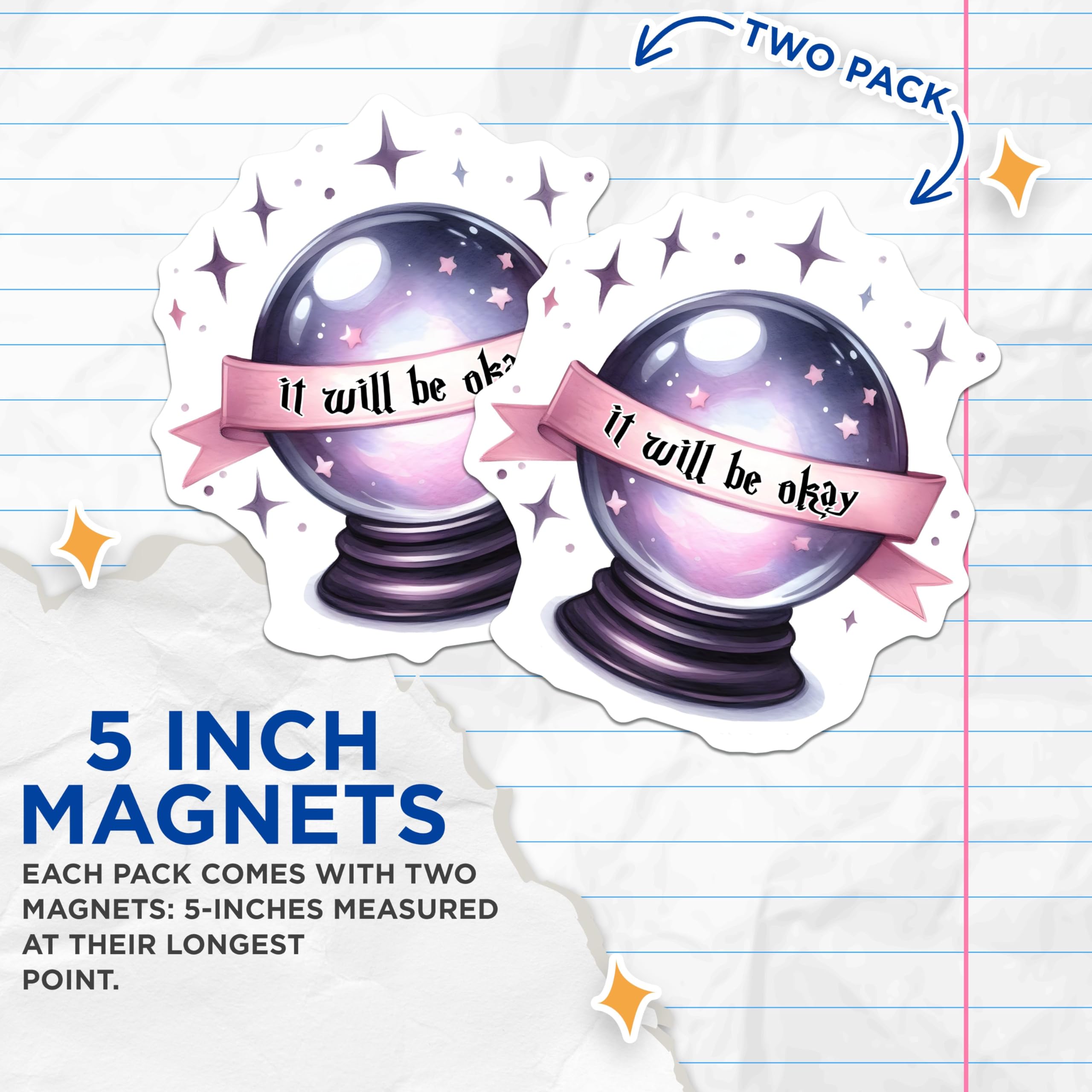 (2 Pack) It Will Be Okay Magnets - Inspirational Quote - Positive Affirmation - Motivational Fridge Decor - Uplifting Home Decor - 5" On Longest Side - for Cars, Fridges, Toolboxes - Made in USA - MAG