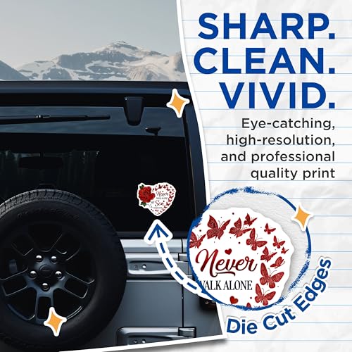 (2 Pack) Heart Shaped Rose Stickers - Motivational Quote Stickers - Son Inspiration Vinyl Decals - 5" On Longest Side - Sticks to Smooth Flat Surfaces - Made in USA - BMCS6135