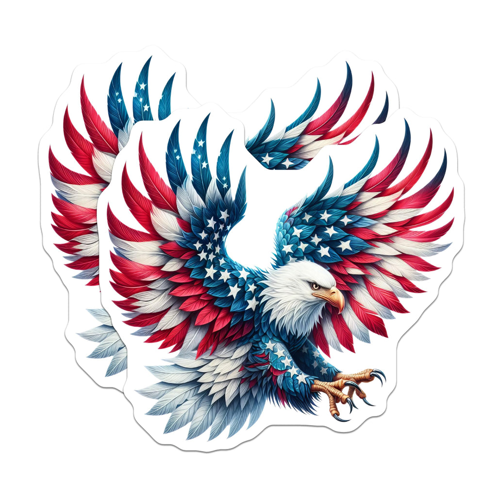 (2 Pack) American Flag Eagle Magnets - Majestic Patriotic USA Freedom Symbol - Independence Day Home Decor - Veterans Day - 5 Inches On Longest Side - Thick Durable Magnet - Made in USA - MAG22379