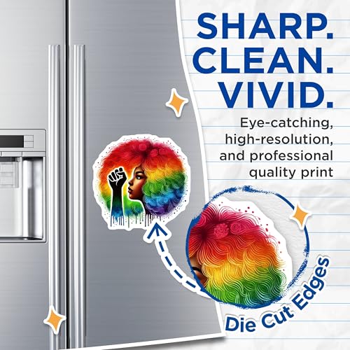 (2 Pack) Rainbow Afro Magnets Magnets - Pride Artwork - Inspirational Decor - 5" On Longest Side - Made in USA - Sticks to Refrigerators & Metal Surfaces - MAG9054