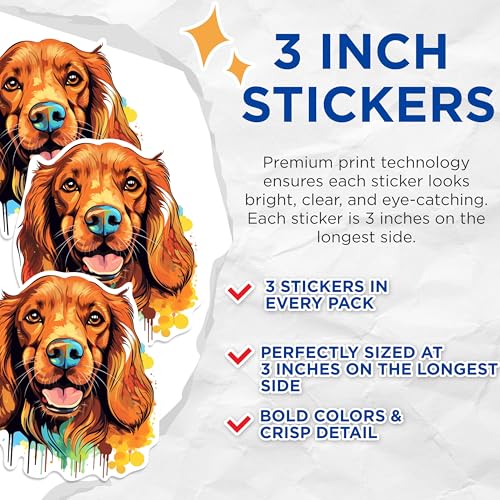 (3 Pack) Cocker Spaniel Decals - Dog Breed Sticker - Laptop Decal - 3 Inches On Longest Side - Easy Peel & Apply - Made in USA - 3MCS0752