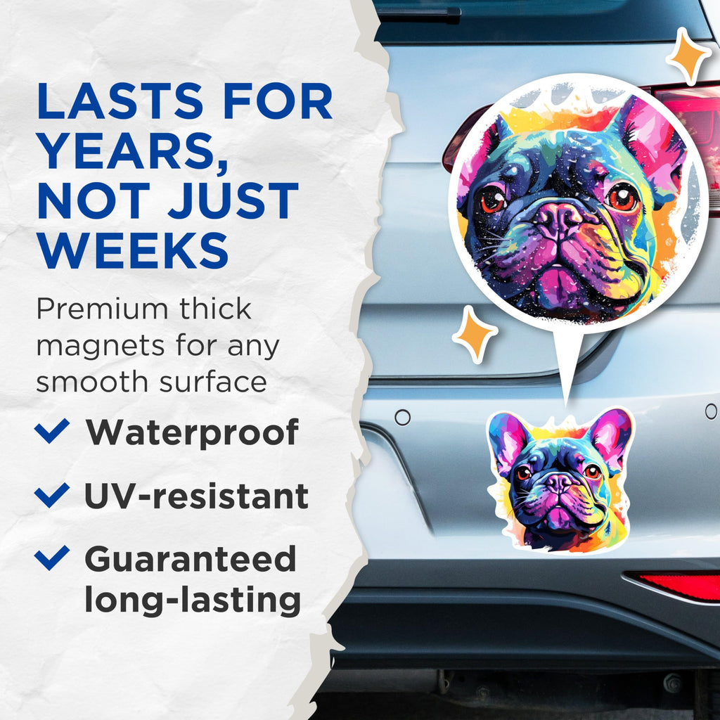 (2 Pack) French Bulldog Dog Breed Magnets - 5 Inches On Longest Side - Choose from Over 100 Dog Breeds - for Cars, Refrigerators, Toolboxes - Made in USA - MAG1859