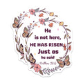 (2 Pack) He Has Risen Stickers - Inspirational Christian Quote - Faith-Based Decor - 5" On Longest Side - Sticks to Smooth Flat Surfaces - Made in USA - BMCS7286