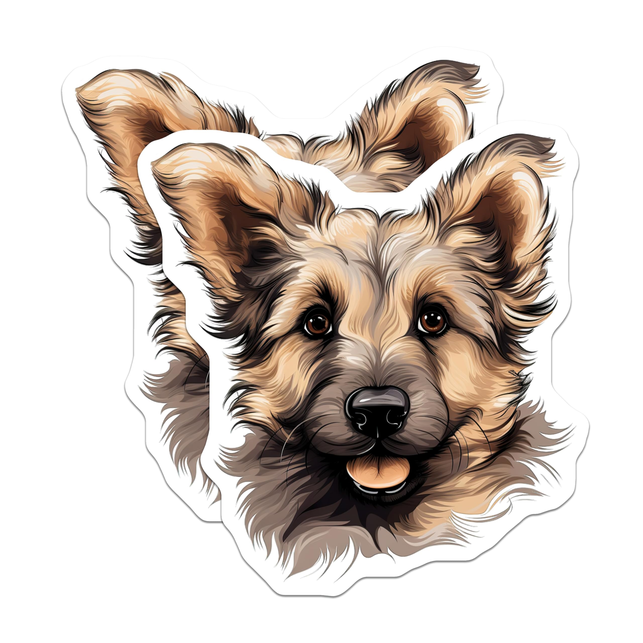 (2 Pack) German Shepherd Puppy Magnets - Adorable Dog Decor - Refrigerator Locker Accent - 5 Inches On Longest Side - Thick Durable Magnet - Made in USA - MAG24527