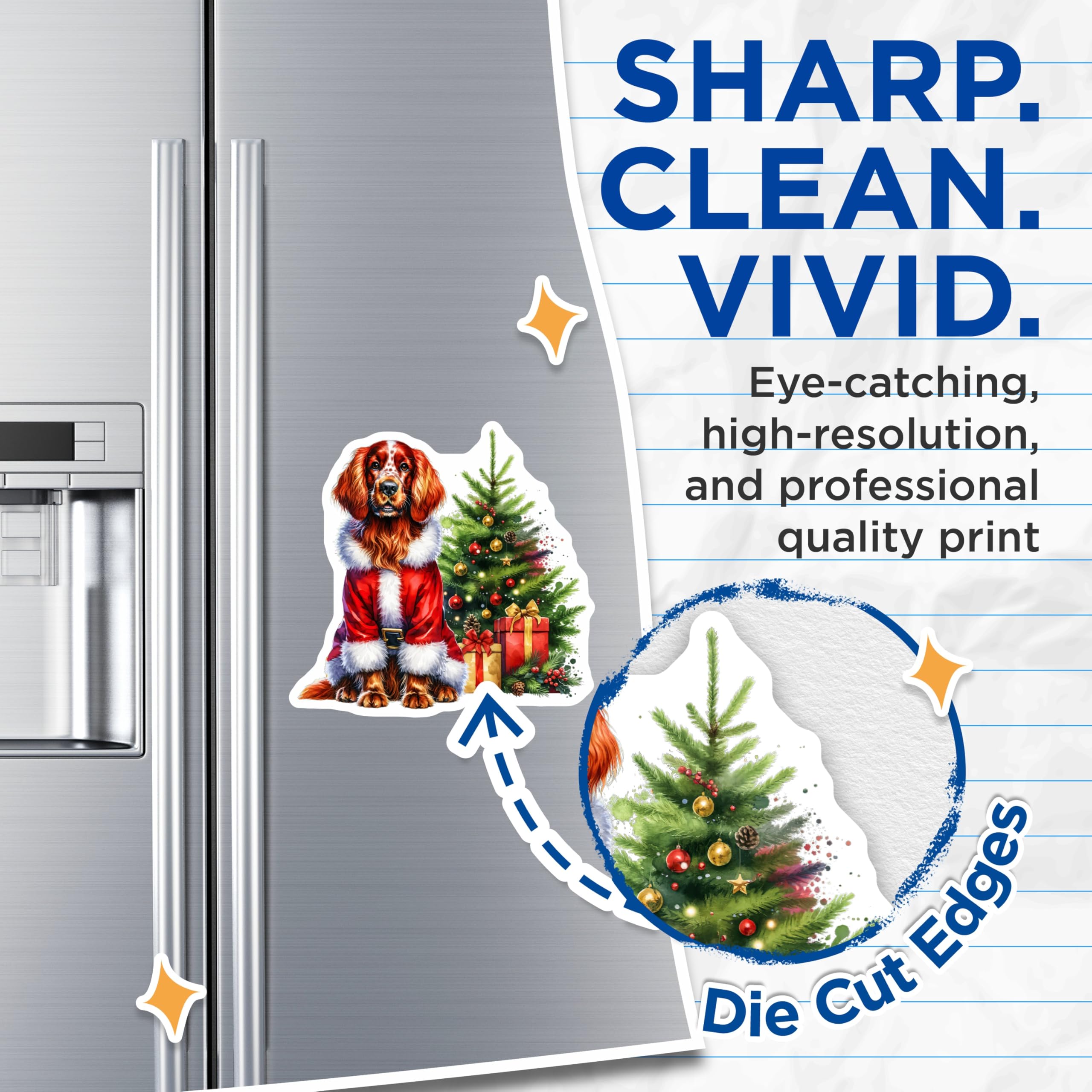 (2 Pack) Christmas Dog Magnets - Santa Dog Refrigerator Magnets - Holiday Pet Lover Decor - Festive Winter Season Accents - 5 Inches On Longest Side - Thick Durable Magnet - Made in USA - MAG25736