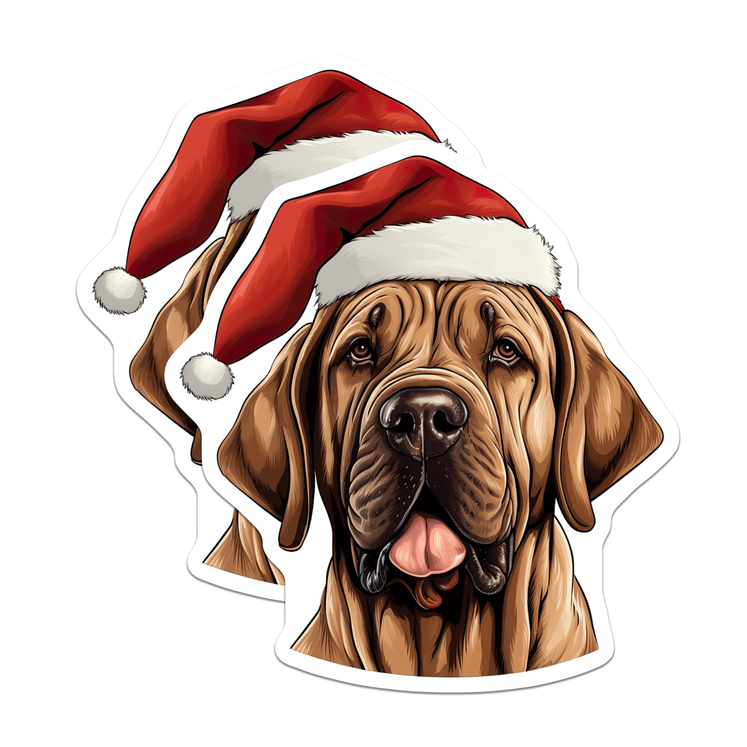 (2 Pack) Mastiff Christmas Magnets - Santa Dog Holiday Decor - Dog Breed Lover - 5 Inches On Longest Side - Thick Durable Magnet - Made in USA - MAG28278