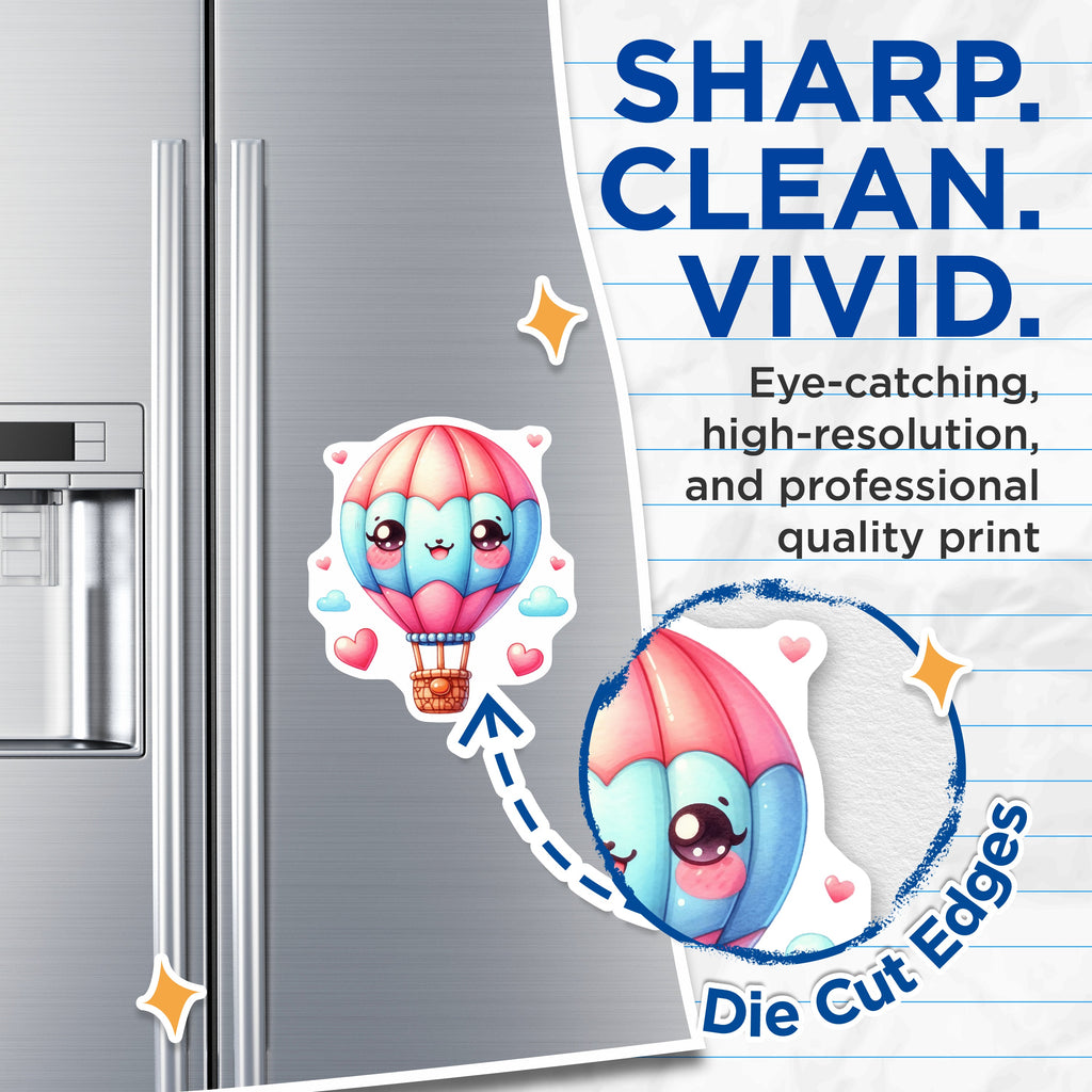 (2 Pack) Kawaii Hot Air Balloon Magnets - Cute Dreamy Fridge Decor - Pastel Aesthetic Locker Organizer - 5 Inches On Longest Side - Thick Durable Magnet - Made in USA - MAG36138