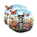 (2 Pack) Skull and Flowers Magnets - Skeleton and Butterfly - Day of The Dead - Colorful Artistic - 5" On Longest Side - for Cars, Fridges, Toolboxes - Made in USA - MAG4238