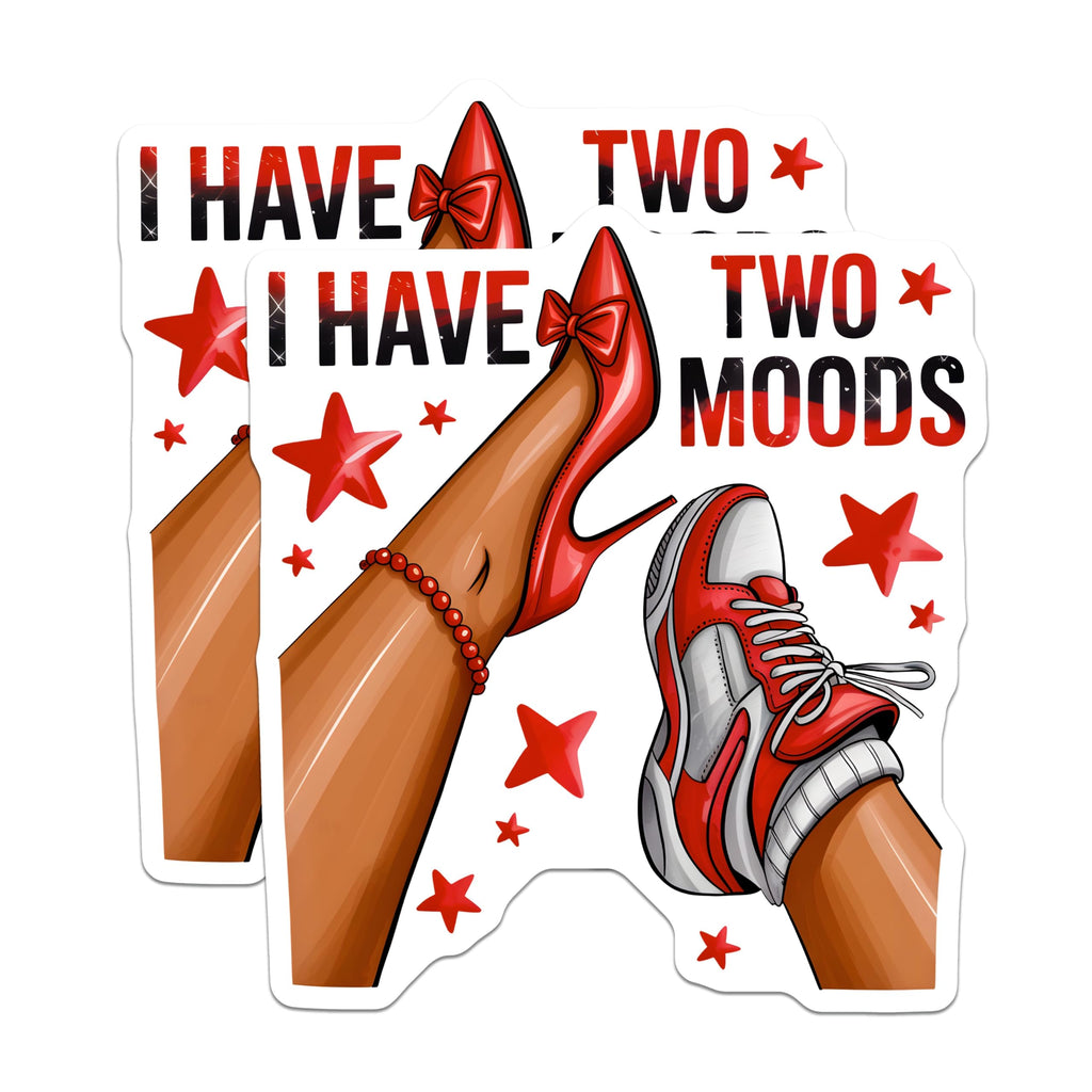 (2 Pack) I Have Two Moods Magnets - High Heels Sneakers Style - Funny Woman Refrigerator Decor - 5 Inches On Longest Side - Thick Durable Magnet - Made in USA - MAG27756