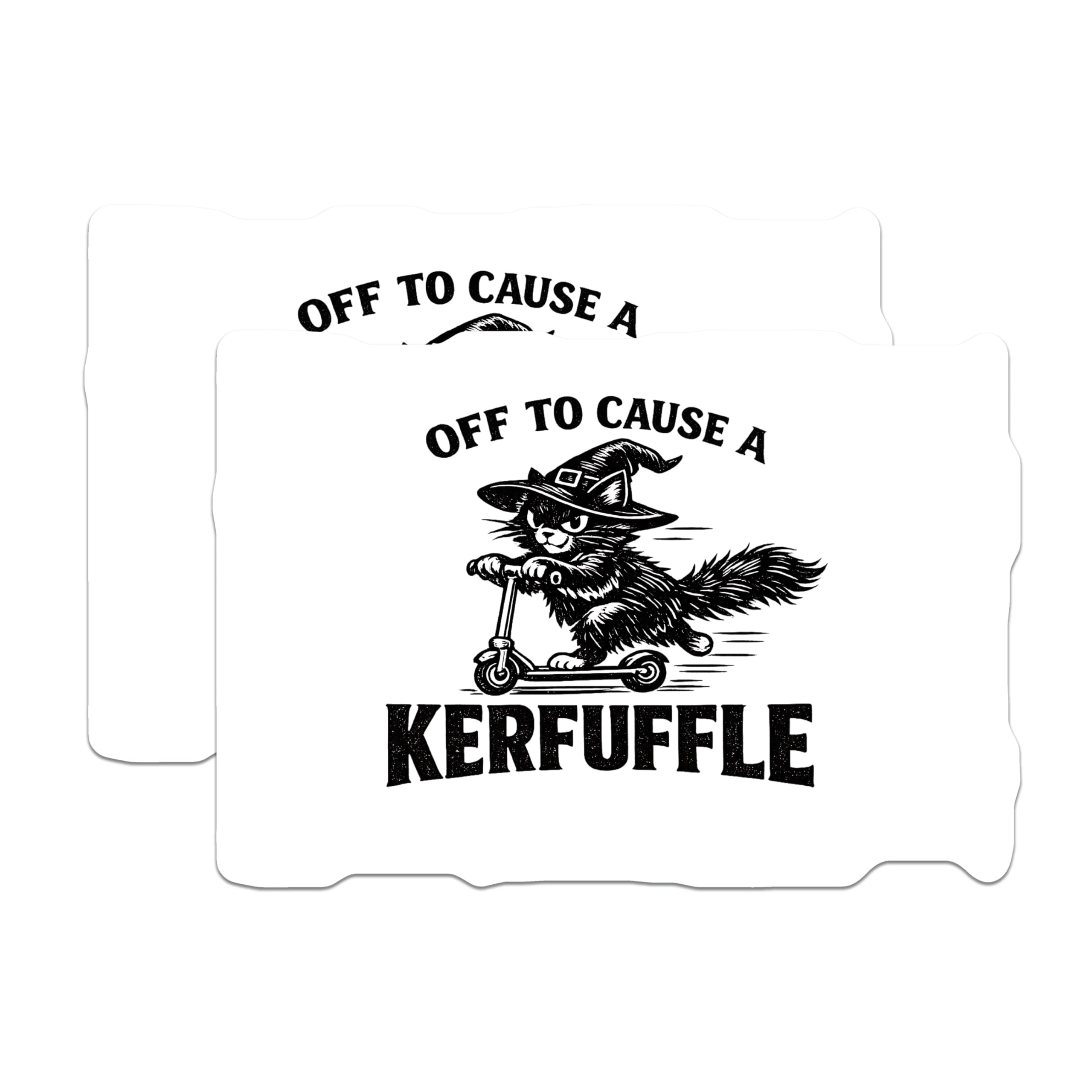 (2 Pack) Witchy Black Cat Magnets - Scooter Feline Kerfuffle - Halloween Spooky Decor - 5 Inches On Longest Side - Thick Durable Magnet - Made in USA - MAG22101
