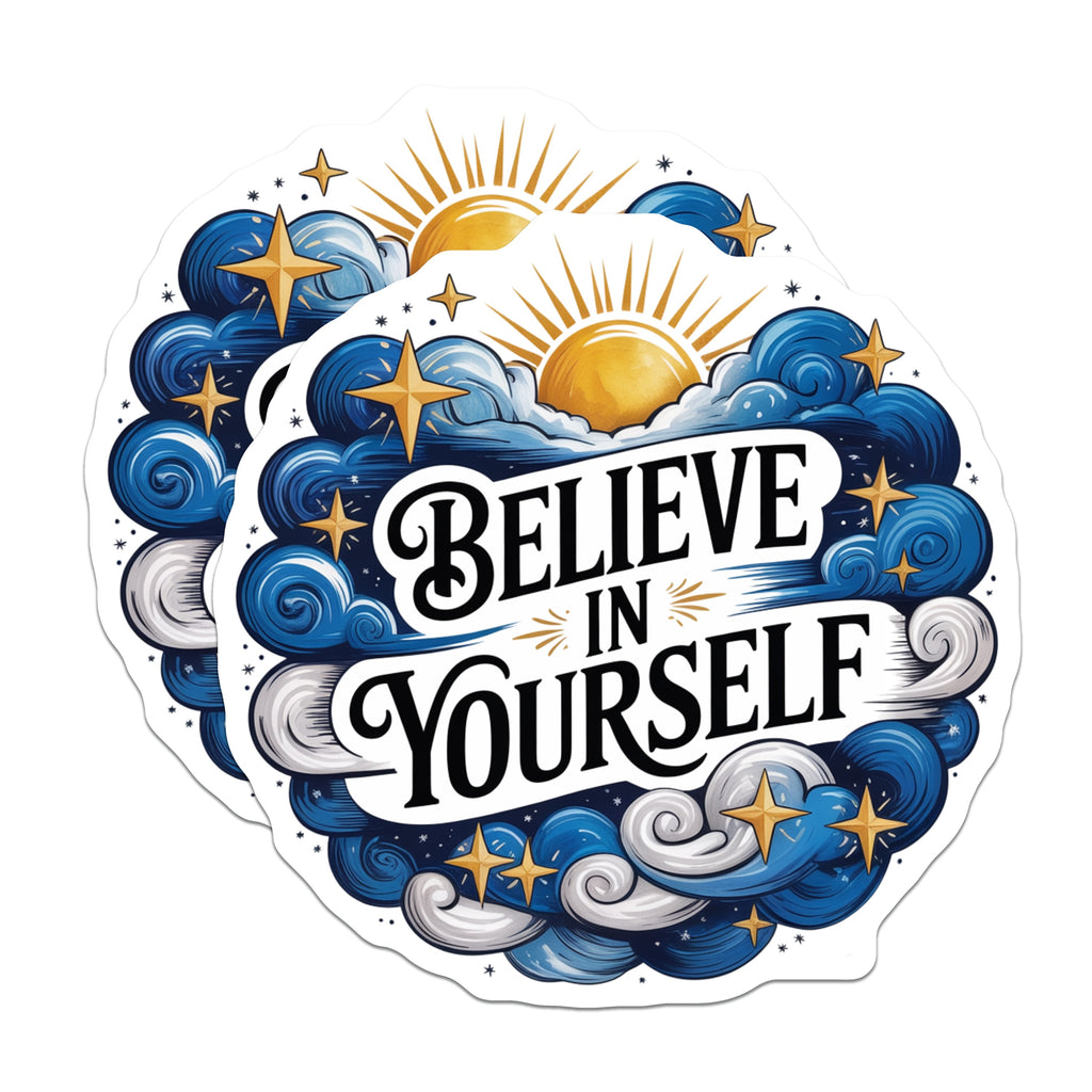 (2 Pack) Believe in Yourself Magnets - Motivational Refrigerator - Inspirational Affirmation - Celestial Decor - 5 Inches On Longest Side - Thick Durable Magnet - Made in USA - MAG36031