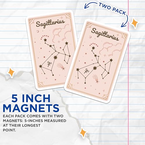 (2 Pack) Zodiac Sign Decor Magnet - 5" On Longest Side - Sticks to Smooth Flat Surfaces - Made in USA - MAG9398