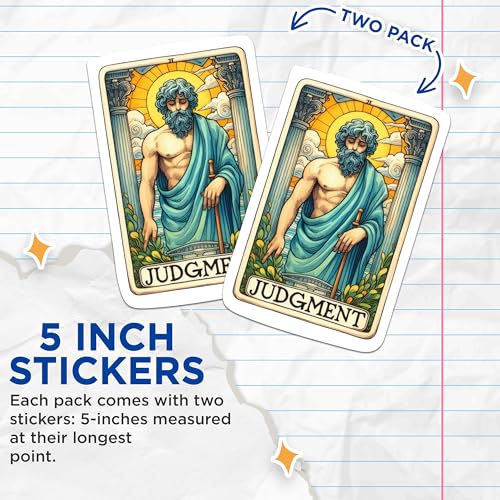 (2 Packs) Judgement Tarot Card Stickers - Spiritual Metaphysical Mystical Decals - 5 Inches On Longest Side - Premium Vinyl Decal - Sticks to Any Smooth Flat Surface - Made in USA - BMCS2263