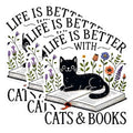 (3 Pack) Black Cat Decals - Life is Better with Cats and Books - Laptop Decals - 3 Inches On Longest Side - Easy Peel & Apply - Made in USA - 3MCS1596