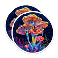 (2 Pack) Psychedelic Mushroom Stickers - Glow in The Dark Fungi - Vibrant Colorful Art Decal - 5" On Longest Side - Sticks to Smooth Flat Surfaces - Made in USA - BMCS6776