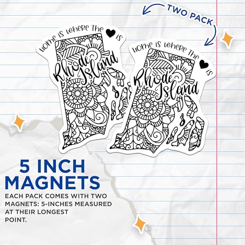 (2 Pack) Home is Where The Heart is Magnets Magnets - Rhode Island - State Outline - 5" On Longest Side - Made in USA - Sticks to Refrigerators & Metal Surfaces - MAG9089