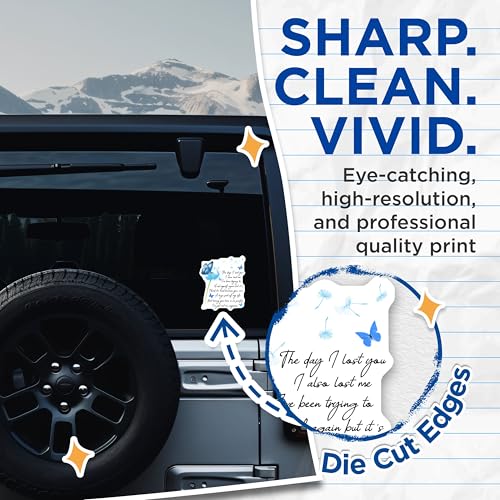(2 Pack) Bereavement Quote Stickers - Blue Butterfly Stickers - Dandelion Stickers - 5" On Longest Side - Sticks to Smooth Flat Surfaces - Made in USA - BMCS6140