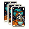 (3 Pack) Ramen Tarot Card Decals - Skull Noodle Art - Laptop Stickers - The Ramen Card Decal - 3 Inches On Longest Side - Easy Peel & Apply - Made in USA - 3MCS4253