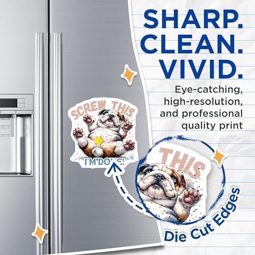 (2 Pack) Bulldog with Screw This I'm Done Magnets - Funny Bulldog Design - Cute Pet - Animal Humor - 5" On Longest Side - for Cars, Fridges, Toolboxes - Made in USA - MAG7118