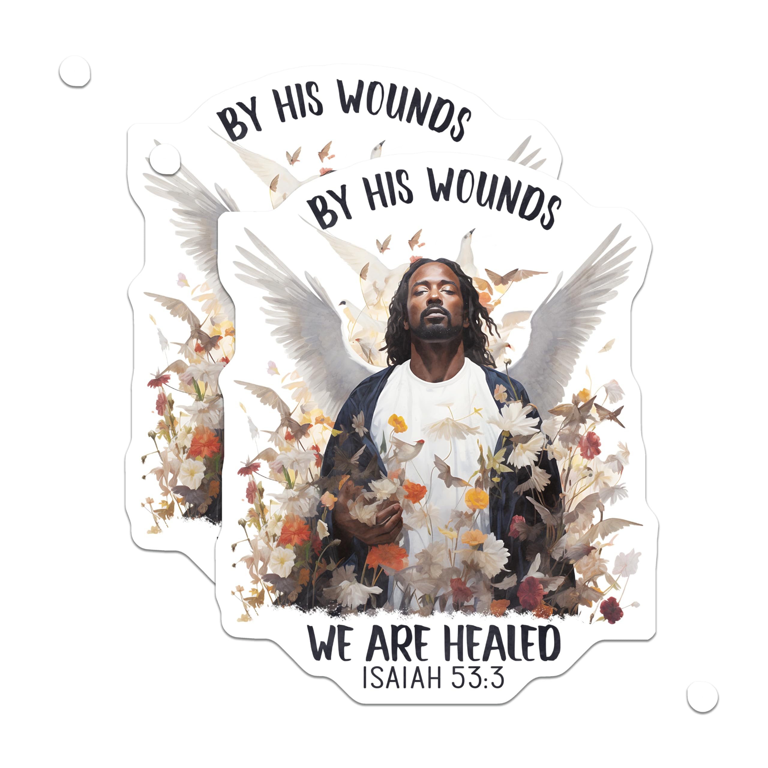 (2 Pack) Black Jesus Magnets - Christian Inspirational Faith Quote Art - Isaiah 53:3 Healing Scripture Spiritual Decor - 5 Inches On Longest Side - Thick Durable Magnet - Made in USA - MAG21554