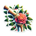 (2 Pack) Floral Bone Anatomy Magnets - Anatomical Camellia Flower Art - Unique Gothic Botanical Decor - 5 Inches On Longest Side - Thick Durable Magnet - Made in USA - MAG19839