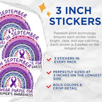 (3 Pack) Alzheimers Awareness Decals - Purple Ribbon - September Decals - 3 Inches On Longest Side - Easy Peel & Apply - Made in USA - 3MCS8555