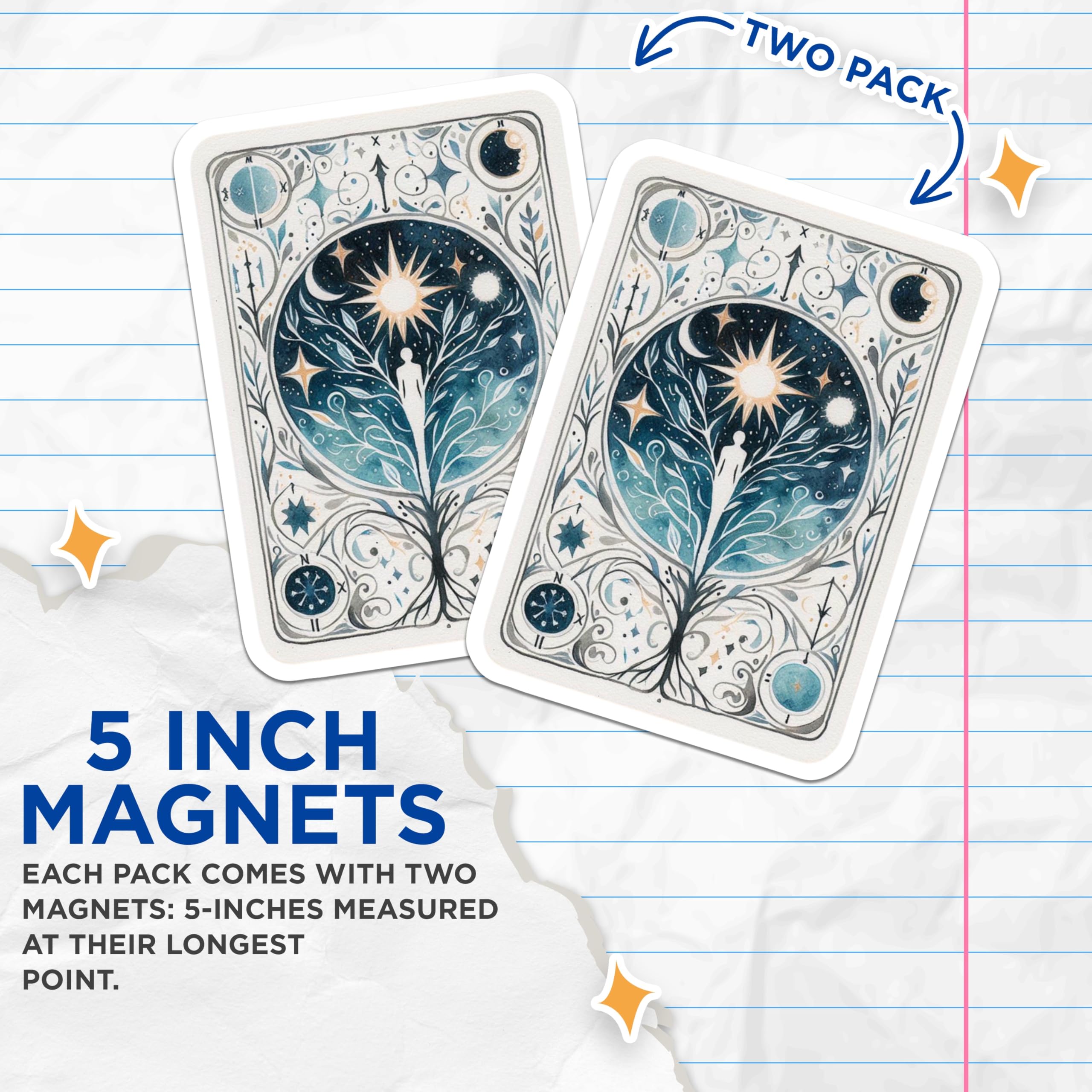 (2 Pack) Celestial Tree Magnets - Spiritual Art - Universe Decoration - 5" On Longest Side - Premium Magnet - for Cars, Refrigerators, Toolboxes, Lockers - Made in USA - MAG14993