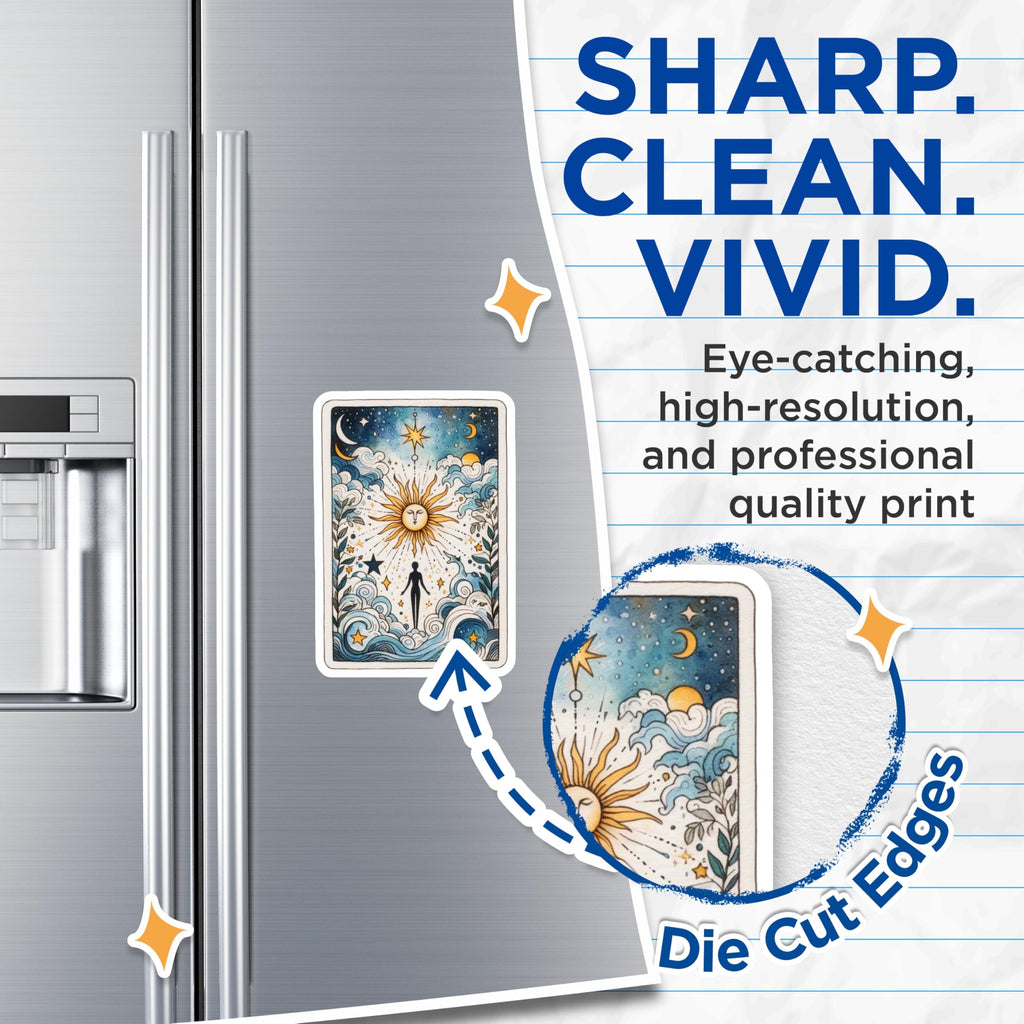 (2 Pack) Tarot Card Magnets - The Sun Card Decor - Celestial Astrology Gifts - 5" On Longest Side - Premium Magnet - for Cars, Refrigerators, Toolboxes, Lockers - Made in USA - MAG14643